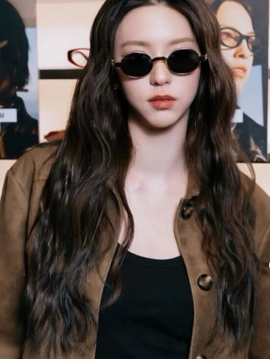 Miu Miu MUB51S 7OE30Y Oval Sunglasses – Brass\\ Dark Violet main image 7